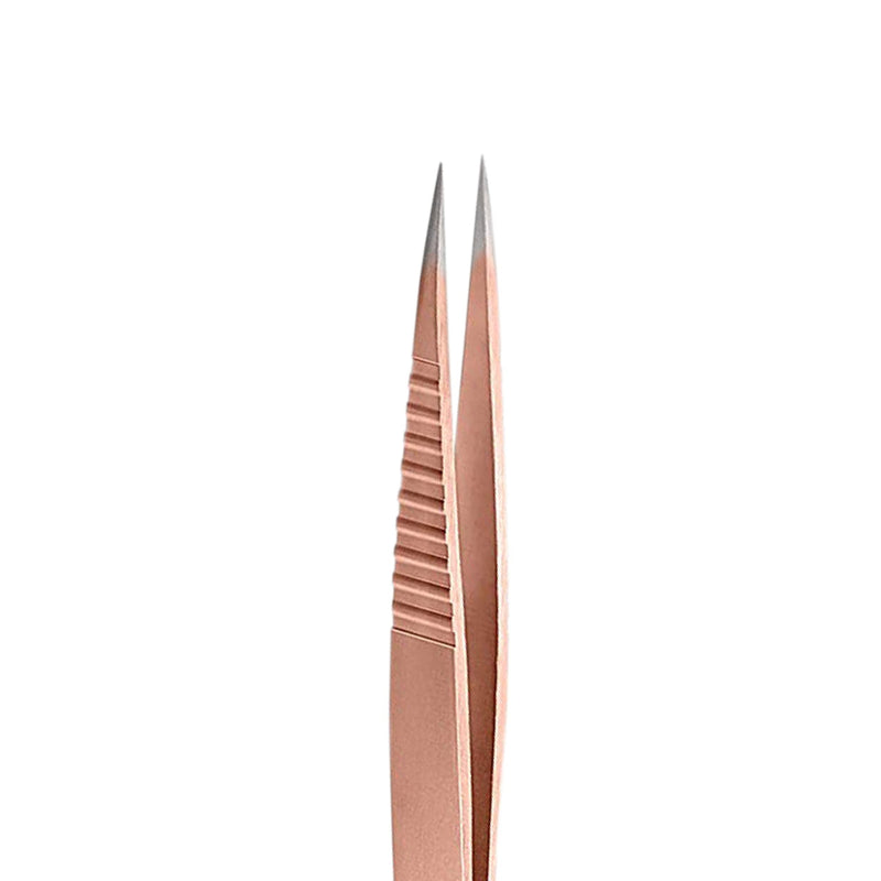 Rubis Stainless Steel Pointed Tweezers with Pro Grip for Precise Eyebrows and Hair Removal, 1K003PGRG, Red Gold,Rubis Switzerland Swiss Made World Renowned Precision