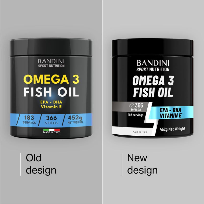 Bandini® Omega 3 | 6 Months’ Supply, 366 Softgels | 2000 mg Fish Oil with 360 mg EPA, 240 mg DHA & 6,8 mg Vitamin E per Serving | High Strength Omega-3 Fatty Acids Capsules for Eyes, Brain & Heart