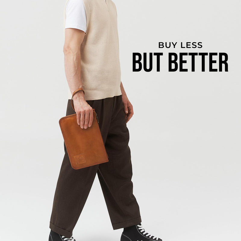 BERLINER BAGS Vintage Genuine Leather Padfolio For Men Theo XL - Brown | Leather Folder Portfolio, Compact Document Sleeve, Fits Slim Documents & Essentials Brown XL