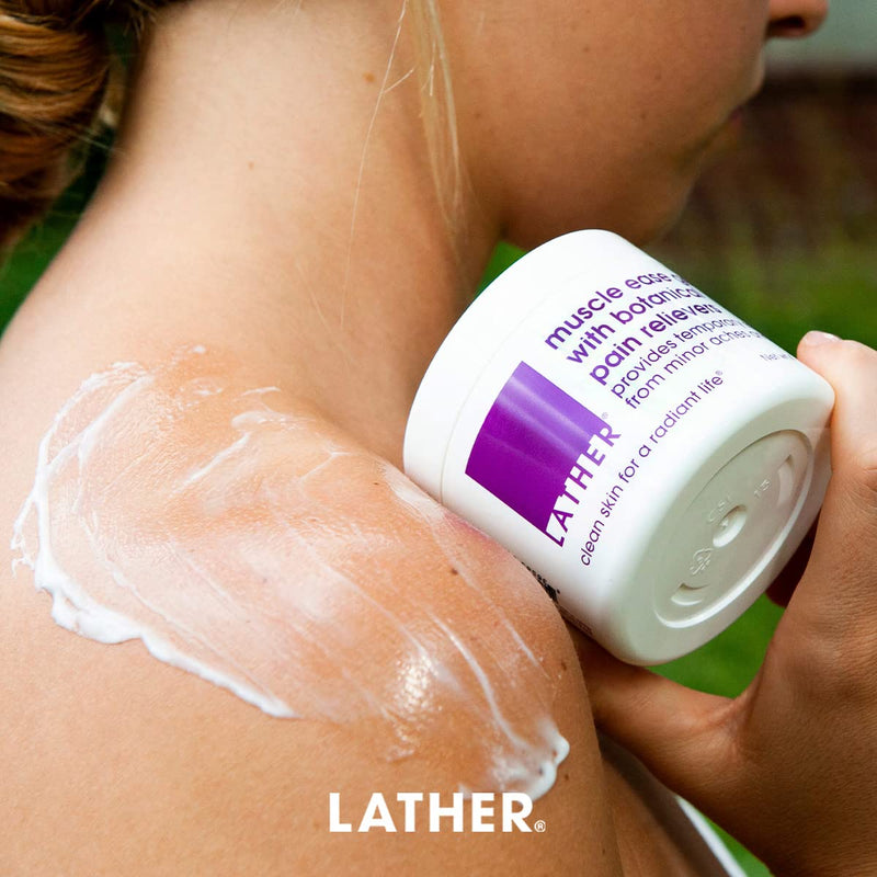 LATHER Muscle Pain Relief Gel - Muscle Therapy to Aid Muscle Soreness - Fast Acting Gel with Menthol Helps Ease Back Pain Relief, Neck Pain Relief, Knee Pain Relief, Lower Back Pain Relief - 4 Oz