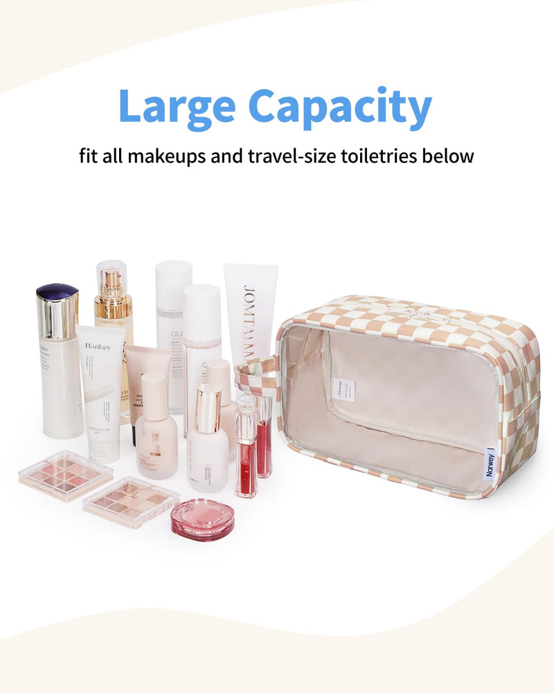 Narwey Checkered Hanging Toiletry Bag with Clear Makeup Bag