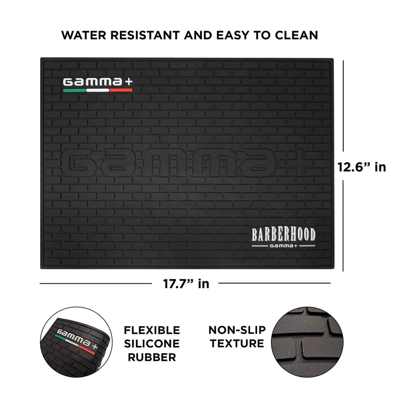 [Australia] - GAMMA+ Professional Barber Appliance Magnetic Mat and Station Organizer, Anti-Slip, Durable Hair Styling Tools Black Rubber Barber Mat 