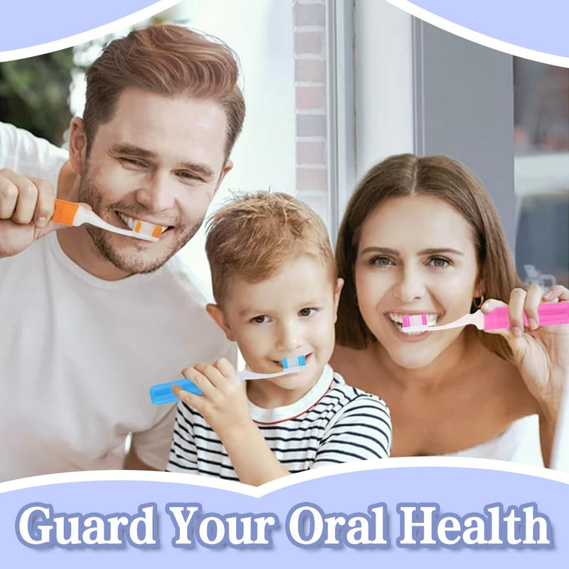[Australia] - Travel Toothbrush Set - 3PCS Mini Soft Portable Toothbrushes With Covers, Small Folding Individually Wrapped for Camping and Home Styleb Pink+orange+blue 3 Pcs 