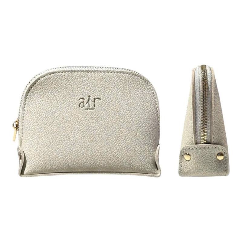 Travel Essentials Makeup Bag Set – Pink & Gray Textured Leather Cosmetic Pouches With Gold Zippers For On-The-Go Beauty – Travel Size – Gift Box Included