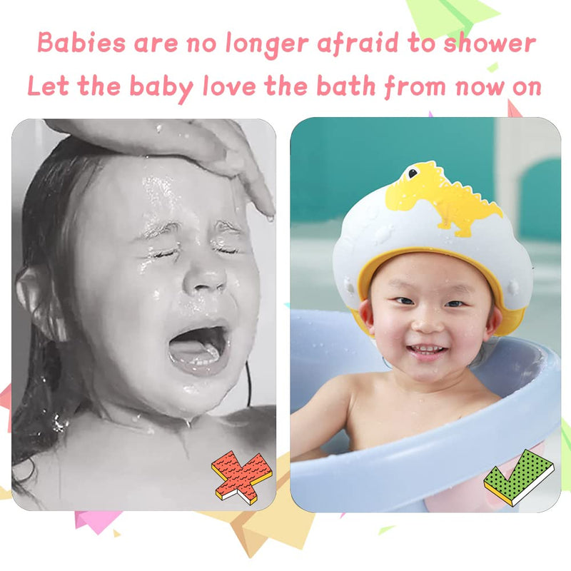 [Australia] - Baby Shower Cap Shield, Shower Cap for Kids, Visor Hat for Eye and Ear Protection for 0-9 Years Old Children,Cute Dinosaur/Crocodile/Hippo shape Makes the Baby Bath More Fun (Dinosaur, Blue) 