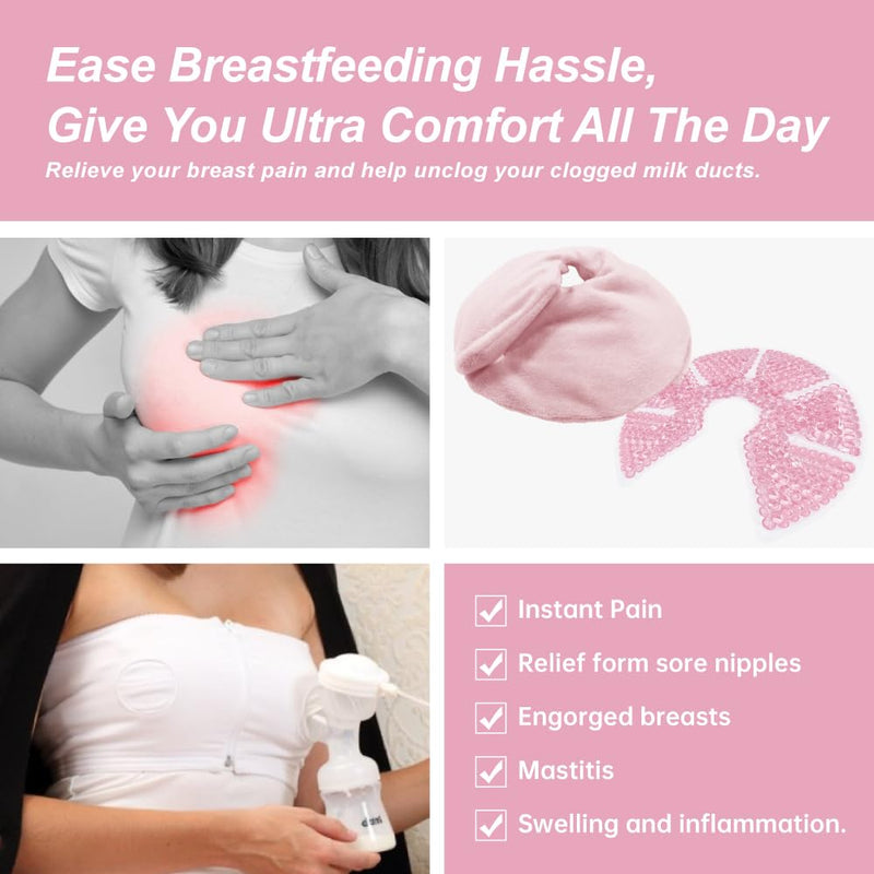 [Australia] - Hot/Cold Breast Gel Bead Ice Packs Breast Cooling/Heat Pads Relief for Breastfeeding, Nursing Pain, Mastitis, Engorgement, Swelling, Plugged Ducts | Boost Milk Let-Down & Production,2 Pack (Pink) Pink 