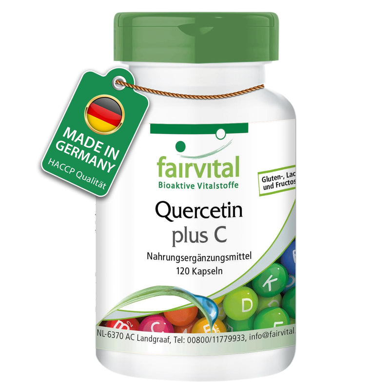 [Australia] - Fairvital | Quercetin capsules with vitamin C - 120 capsules - HIGH DOSE - 250mg quercetin plus 300mg vitamin C per capsule - VEGAN - antioxidant 