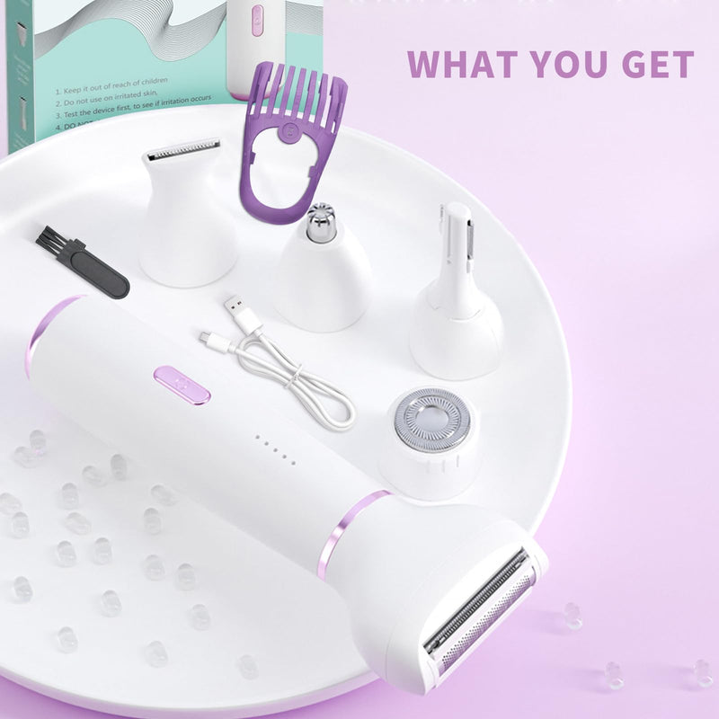 [Australia] - Electric Razor for Women- 5 in 1 Electric Shaver for Women, Wet & Dry Bikini Trimmer and Facial Hair Remover,Eyebrow Razors Nose Hair Trimmer Rechargeable Hair Removal Kit for Full-Body Hair 831 
