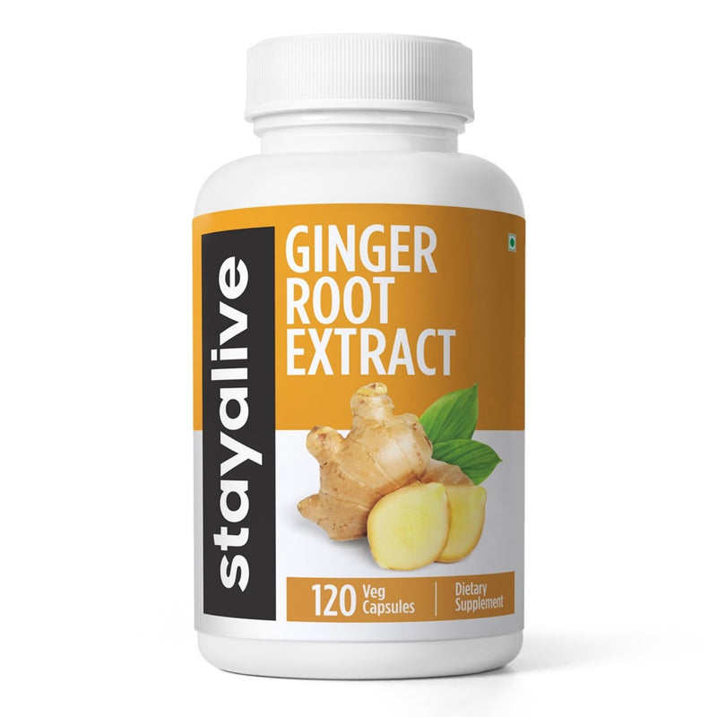 [Australia] - STAY ALIVE Pure Ginger Root Capsules 1000mg, 10:1 Extract Powder with 5% Gingerols, 120 Pills, Extra Strength Root Powder, Vegan, Non-GMO and Gluten-Free Ginger Supplement 