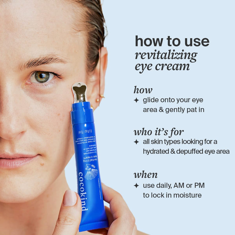 [Australia] - Revitalizing Eye Cream by Cocokind, Depuff & Reduce Fine Lines and Wrinkles, Cream for Firmer and Brighter Looking Eye Area, Hydrating with a Cool Metal Applicator Tip, 0.5 Fl Oz 