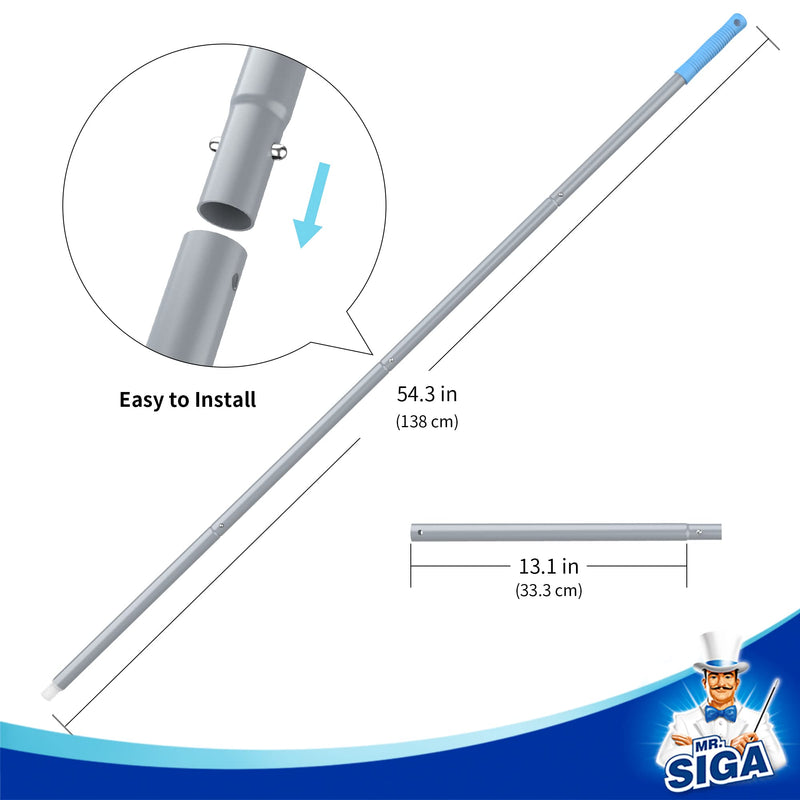 [Australia] - MR.SIGA 54.3 inch Long Extension Pole, Adjustable 4 Pieces Aluminum Pole for Window Squeegee Silver & Blue 