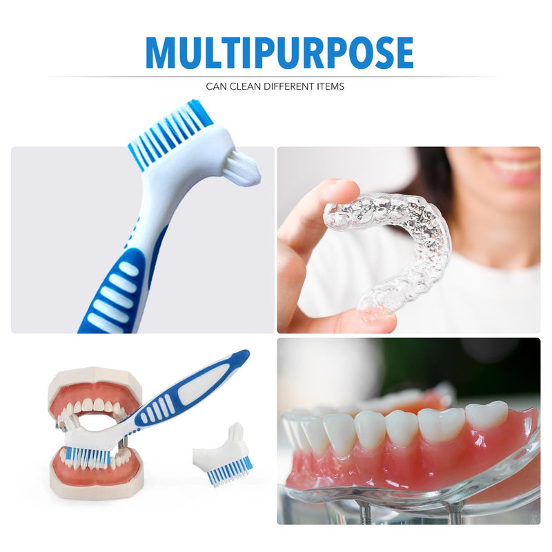 [Australia] - Denture Cleaning Brush 8PACK, Double Headed Design with Multi-Layered Bristles & Secure Grip - Gentle Care for Dentures, Mouth Guards, Dental Appliances - Thoughtful Elderly Gift Set 4 Colors 8 Pcs 