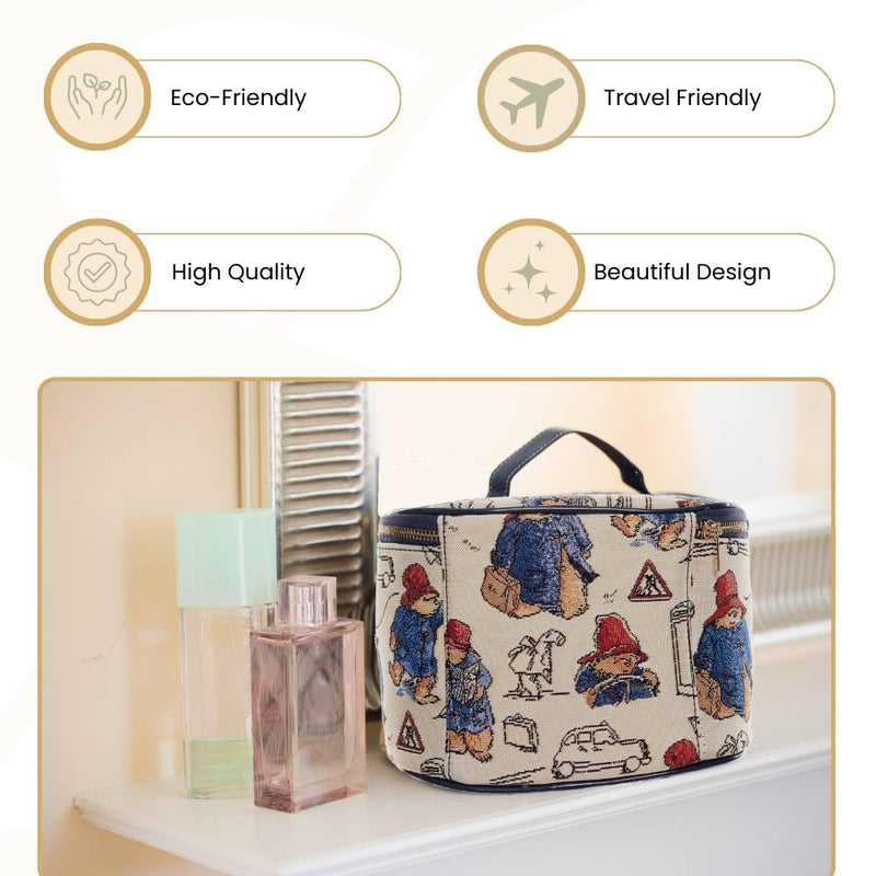 Signare Tapestry Toiletry Bag Makeup Cosmetic Organizer bag for Women with Paddington Bear Design (TOIL-PADD)