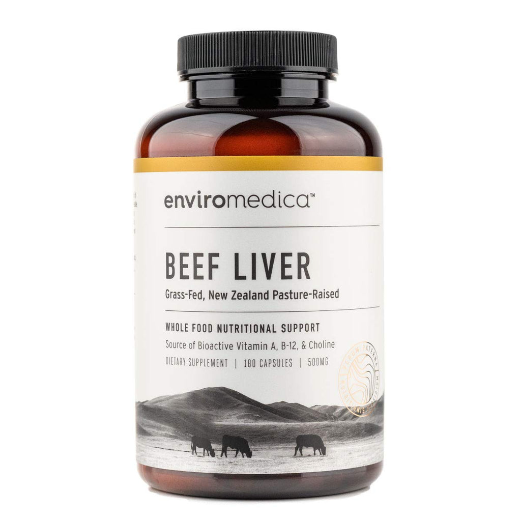 Enviromedica Freeze Dried Beef Liver Natural Energy Supplement Capsules of Pure Grass-Fed, Pastured, New Zealand Bovine with Preformed Vitamin A (180ct) 1