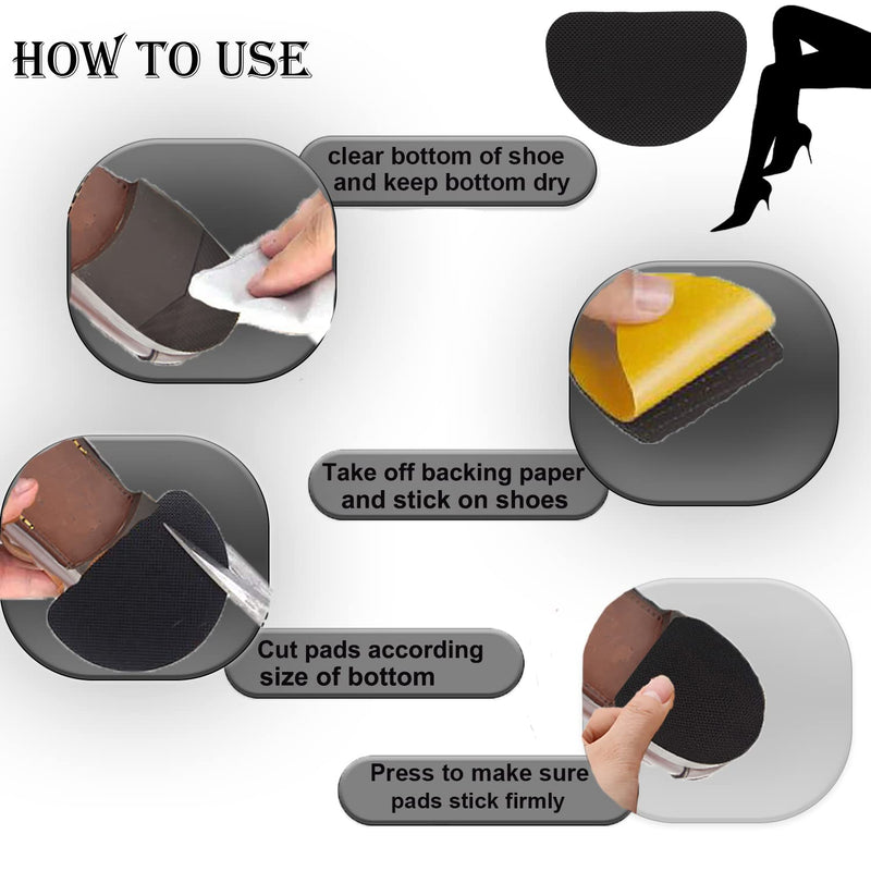 [Australia] - Non-Slip Shoes Pads Sole Protectors Adhesive, High Heels Anti-Slip Shoe Grips (Black 4pairs) Black 4pairs 