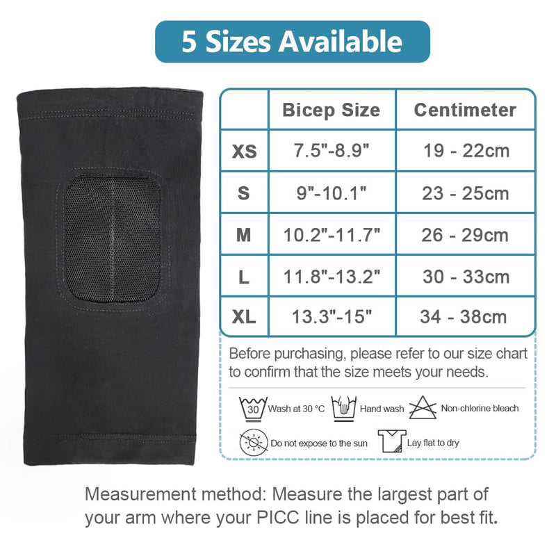 [Australia] - PICC Line Cover with mesh viewing window, breathable upper or forearm line sleeve, comfort cast protection (M) M 