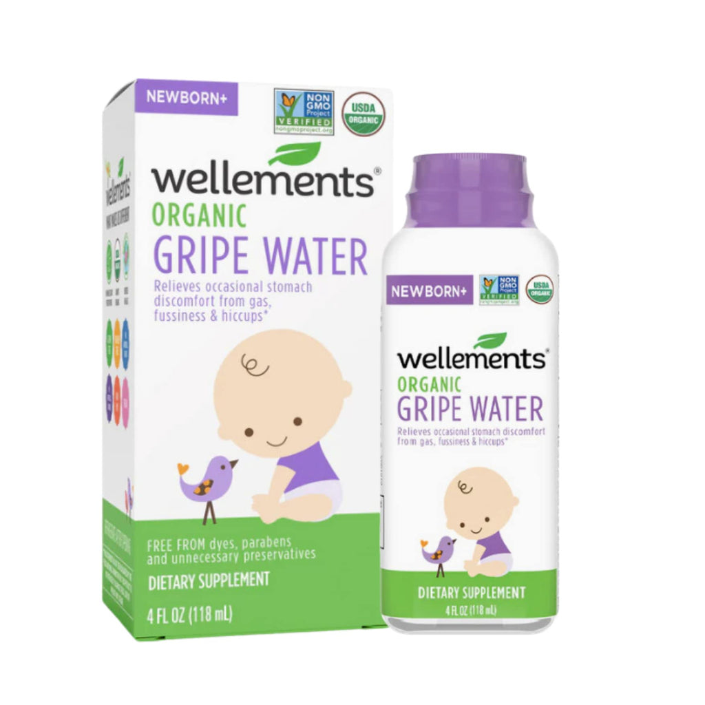 Wellements Organic Gripe Water | Relieves Occasional Stomach Discomfort from Baby Gas, Colic, Hiccups and Fussiness | Certified Organic and Non-GMO | No Artificial Flavors | 4 Fl Oz. | Ages Newborn+ Gripe Water-1 Pack