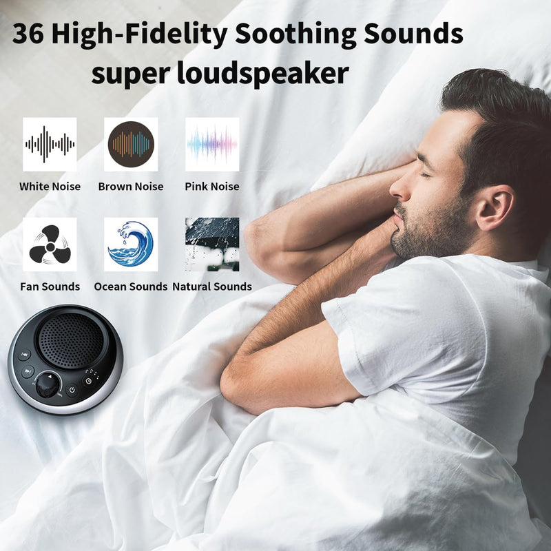 [Australia] - Loudspeakers Sound Machine Brown Noise Machine White Noise Machine Nonstop 30 Soothing Sounds for Baby Kids Adults Sleep Machine Auto-Off Timer Memory Function for Home Travel Office Black 