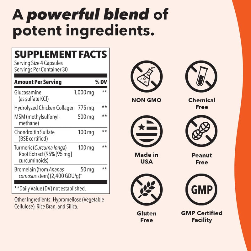 [Australia] - LifeSeasons Mobili-T - Joint Support Supplement - Glucosamine Chondroitin MSM Collagen Bromelain & Turmeric - Reduce Inflammation & Aches - Increase Range of Motion & Mobility - 120 Capsules 120 Count (Pack of 1) 