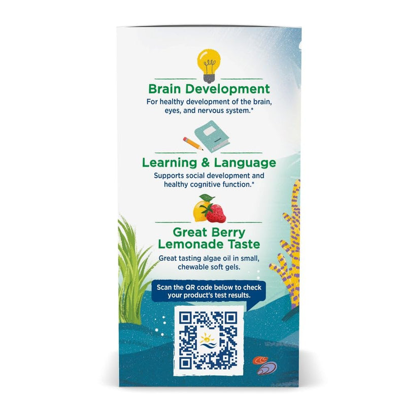 [Australia] - Nordic Naturals Children's DHA Vegetarian - Kids DHA Omega-3 Supplement -Algae Oil - Berry Lemonade Mini Chewables - Plant-Based Formula for Ages 3+ - 120 Soft Gels - 40 Servings 