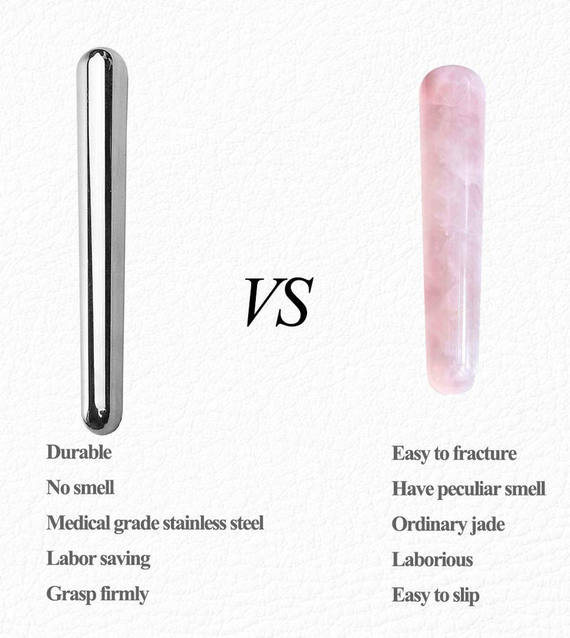 Stainless Steel Face Massage Therapy Stick-Guasha Massage Wand-Acupressure Massage Tools for Deep Tissue,Soft Tissue Myofascial Release Relief Pain (1) 5.9 Inch (Pack of 1)