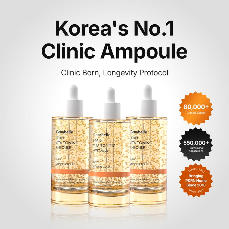 Genabelle PDRN Vitamin C Serum Toning Ampoule JUMBO SIZE - Lightweight Glass Skin,korean skin care with Vitamin B, C, E, PDRN, Serum for Blemishes, Fine Lines and Rough Skin Texture, 2.36 fl oz 2.36 Fl Oz (Pack of 1)