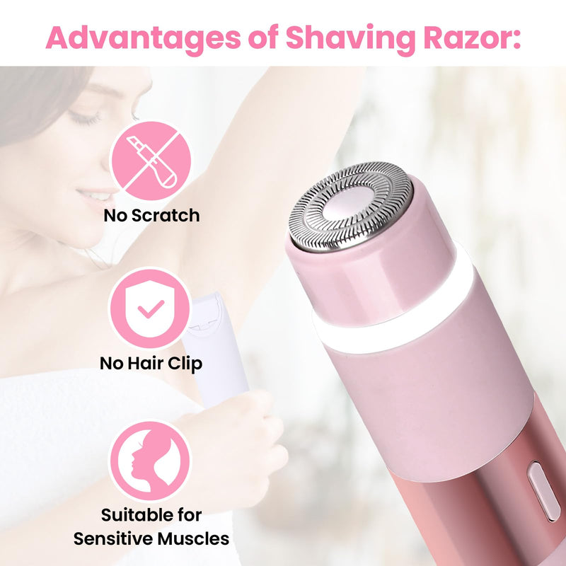 [Australia] - Electric Bikini Trimmer for Women, Electric Razors for Women Glow Aura Womens Shaver, Quiet Dual Head Waterproof Cordless Rechargeable Painless Trimmer for Underarms, Legs, Body (Pink) Pink 
