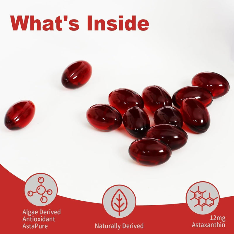 [Australia] - Premium Astaxanthin Supplements 12mgÔºå Softgels 120 Servings, Supports Immune, Skin, Eye & Joint Health-Non-GMO, Gluten-Free, Microalgae Extract Supplement 
