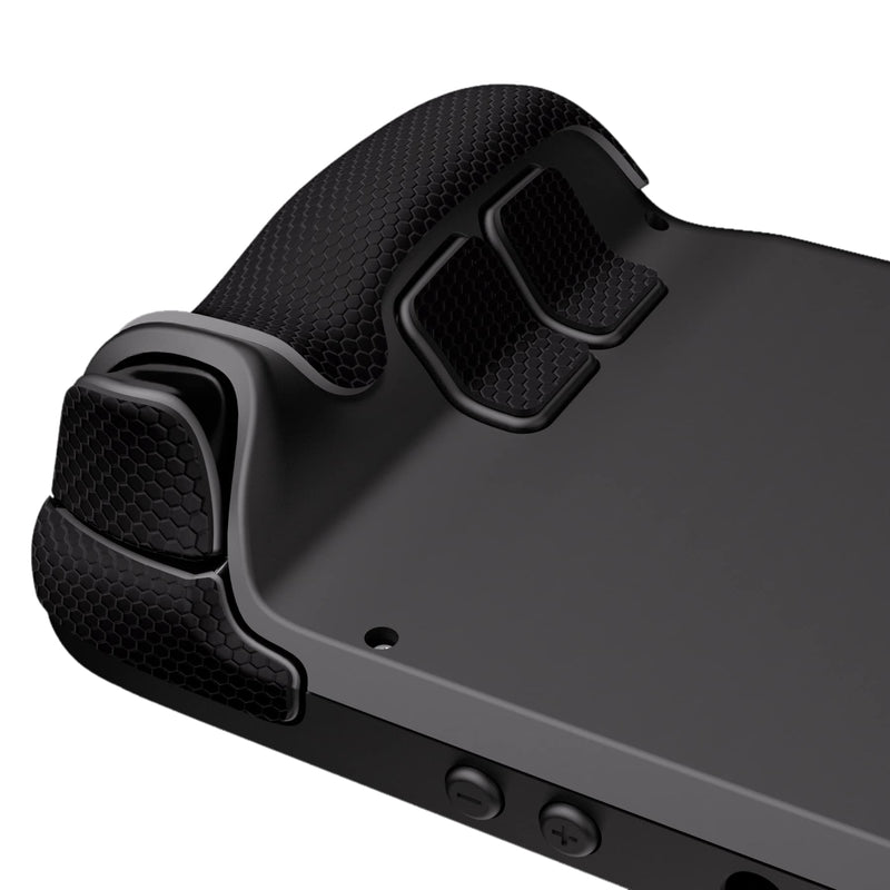 [Australia] - PlayVital Professional Textured Soft Rubber Pads Handle Grips for Steam Deck LCD & OLED, Trackpads Skin Grip Enhancement Back Button Protective Stickers Set with Thumb Caps - Honeycomb Textured Black 