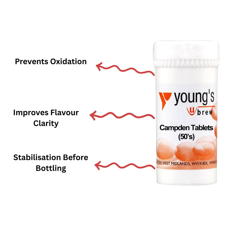 Young's Home Brewers Wine Yeast Compound with Yeast Nutrient & Campden Tablets - Suitable for Homemade Wine Making and Brewing - 60g Compound, 100g Nutrient, 50pk Tablets