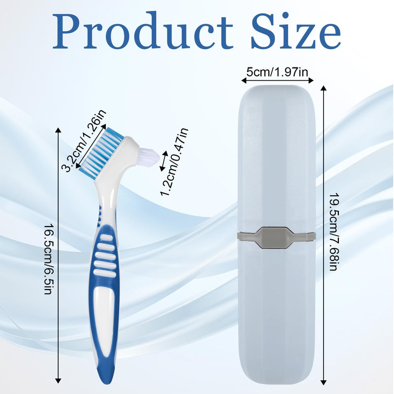 [Australia] - 2 Pcs Denture Brush, Denture Toothbrush with Case Double Sided Denture Cleaning Brush Retainer Brush, Multi-Layered Soft Bristles and Rubber Anti-Slip Handle for Denture Clean Teeth Maintenance 