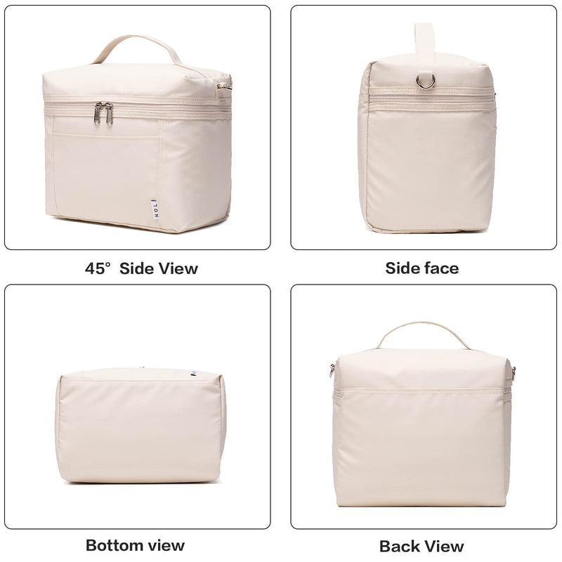 [Australia] - NOL Natural Organic Lifestyle Insulated Lunch Bags for Women Cooler Bag Lightweight Nylon Waterproof Lunch Box For Work（Medium, Cream Medium(normal) 