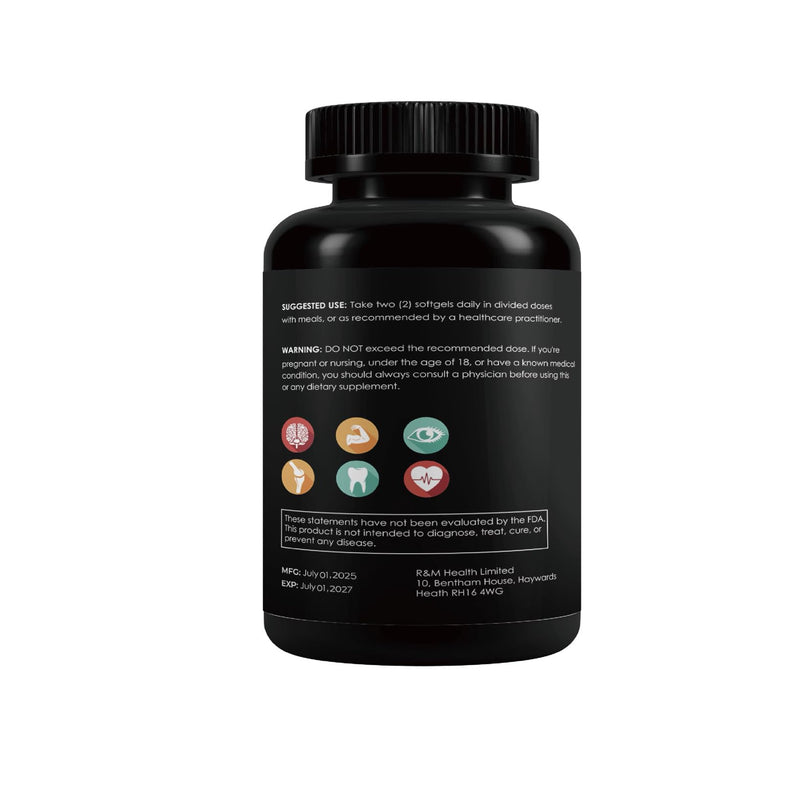 R&M Health Alaskan Fermented Cod Liver Oil and Concentrated Butter Oil Capsules - 120 per Bottle (Unflavoured). Rich in Vitamin A and D, Omega 3 Supplement 180 ml