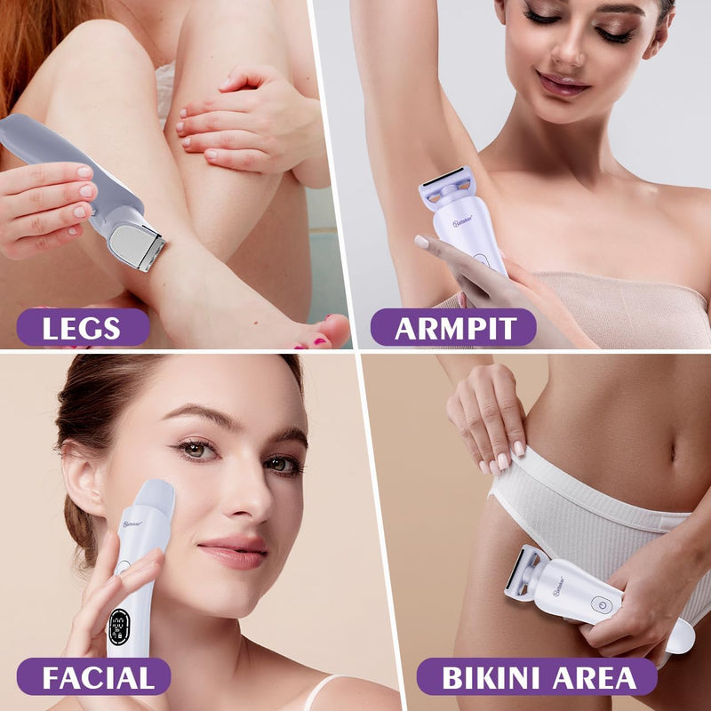 [Australia] - Hatteker Women's Electric Shaver Bikini Trimmer Hair Trimmer for Women LED Display Electric Razor for Legs Bikini Underarm Public Hairs Led Display IPX7 Waterproof Gift for Women (Purple) Purple 