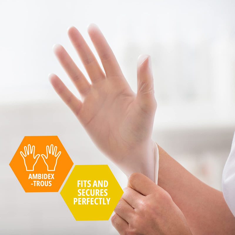 [Australia] - Med PRIDE Vinyl Gloves| Large Box of 100| 4.3 mil Thick, Powder-Free, Non-Sterile, Heavy Duty Disposable Gloves| Professional Grade for Healthcare, Medical, Food Handling, and More 