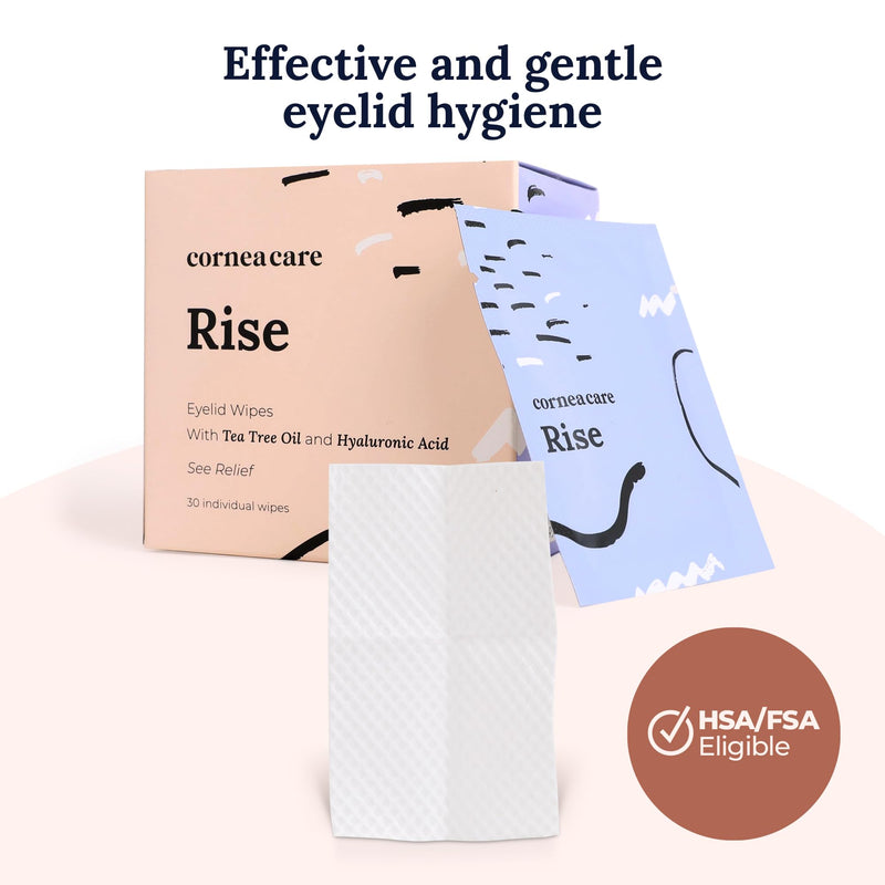 [Australia] - Rise: Eyelid Wipes | Eye Wipes for Dry Eyes | Eyelid Wipes with Tea Tree Oil & Hyaluronic Acid | Travel Ready | 30 Count | FSA & HSA Eligible 30 Count (Pack of 1) 