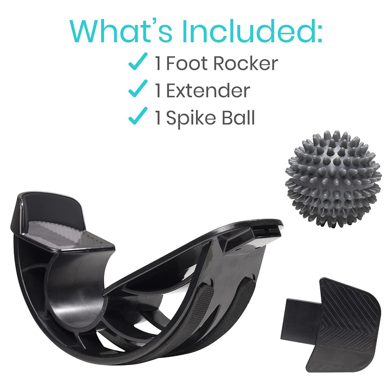 [Australia] - Vive Adjustable Calf Stretcher - Foot Rocker for Plantar Fasciitis - Achilles Tendon and Ankle Stretching Device - Calf Exerciser & Strengthener for Pain Relief & Prevention - Recovery Equipment Black 