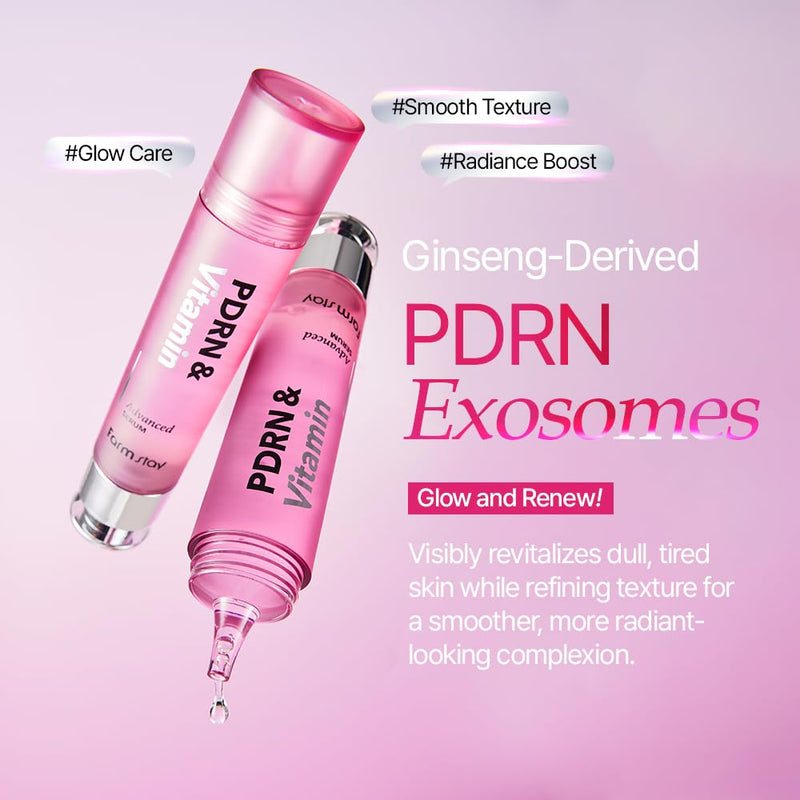 FARMSTAY PDRN & Vitamin Advanced Serum | Lightweight Non-Sticky Glow Boosting Hydrating Calming Uneven Tone Korean Soothing Ginseng Hyaluronic Acid Sensitive All Skin Type 1.01 Fl Oz
