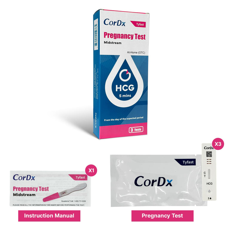 CorDx One-Step Early Detection Pregnancy Test Kit, Midstream Urine Tests for Easy At Home hCG Level Testing, Clear, Fast and Reliable Result with Over 99% Accuracy, 3 Pack
