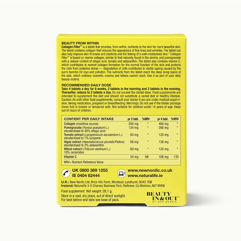 New Nordic Skin Care Collagen Filler - 60 Tablets - Reduce Wrinkles with Marine Collagen Supplement - Dairy Free - Contains Pomegranate
