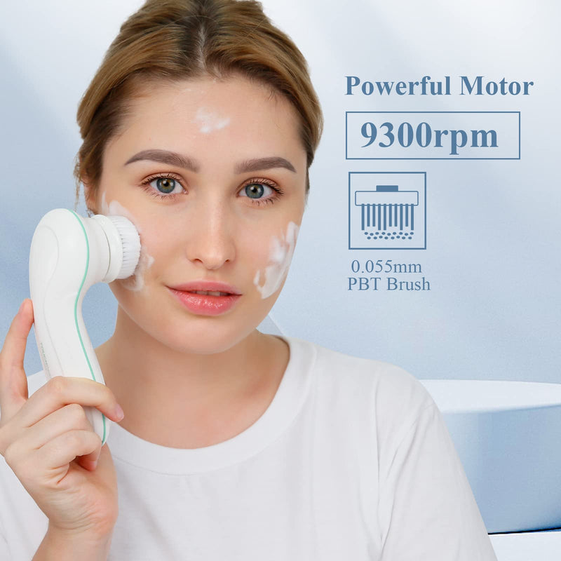 TOUCHBeauty Facial Cleansing Brush Electric, Face Cleansing Brush with Stand, 3 Brush Heads, 2 Speeds, IPX5 Waterproof, Battery-Powered, Suitable for All Skin Types, TB-0759D White