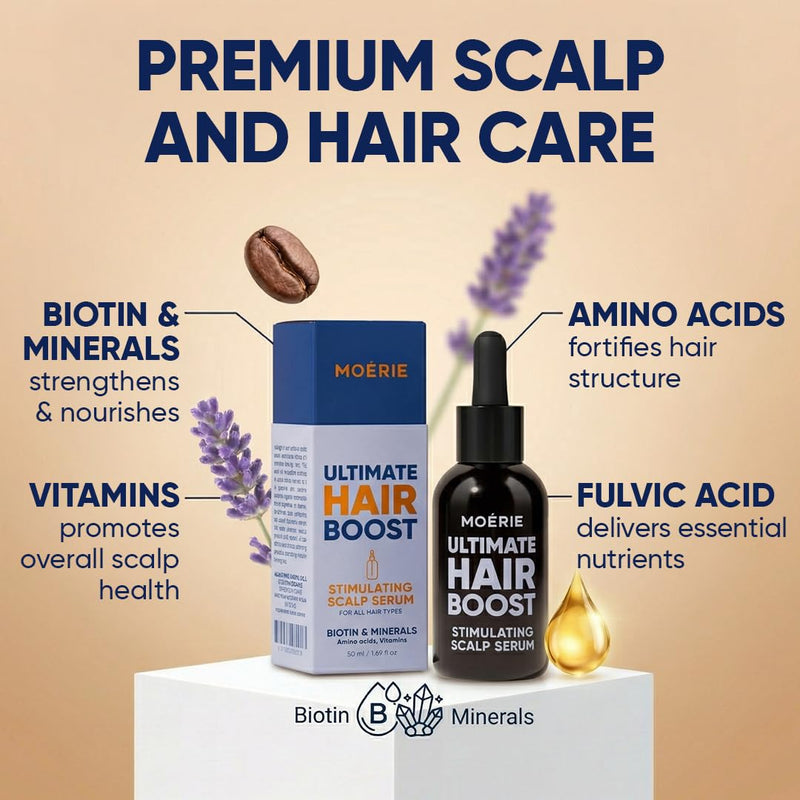 MOERIE Ultimate Hair Growth Serum for Natural Hair Regrowth & Thickening - Anti Thinning & Hair Loss Treatment for Women - Rapid Hair Growth Products - Scalp Oil Alternative - 1.69 fl oz / 50 ml Set of 1