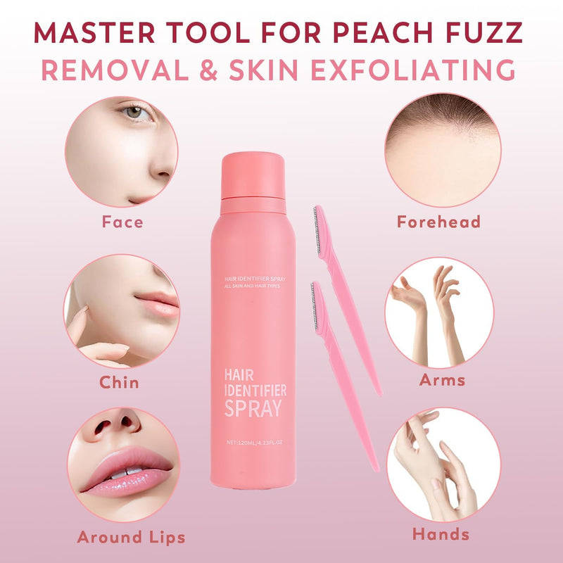 Hair Identifier Spray for Face Shaving: Dermaplane Spray and Razor Set - Identifying Fine Hair Peach Fuzz and Moisturizing Skin Before Dermaplaning 8 FL OZ