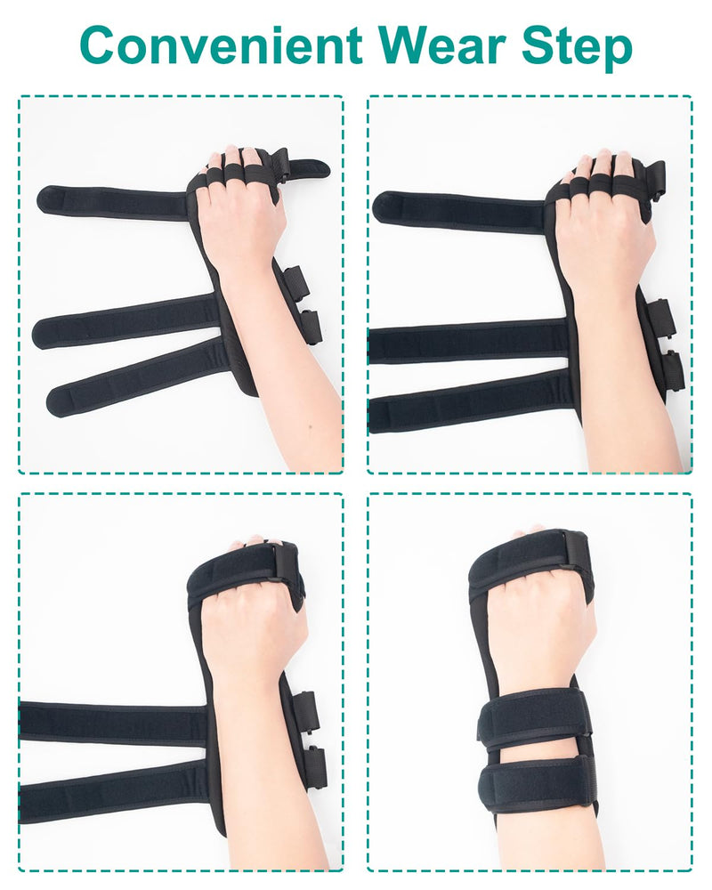 Stroke Resting Hand Splint Left - Medical Night Hand Immobilizer Brace Finger Separator Functional Wrist Brace for Carpel Tunnel Pain, Sprain Fracture, Tendonitis & Post Stroke Recovery Left - Large