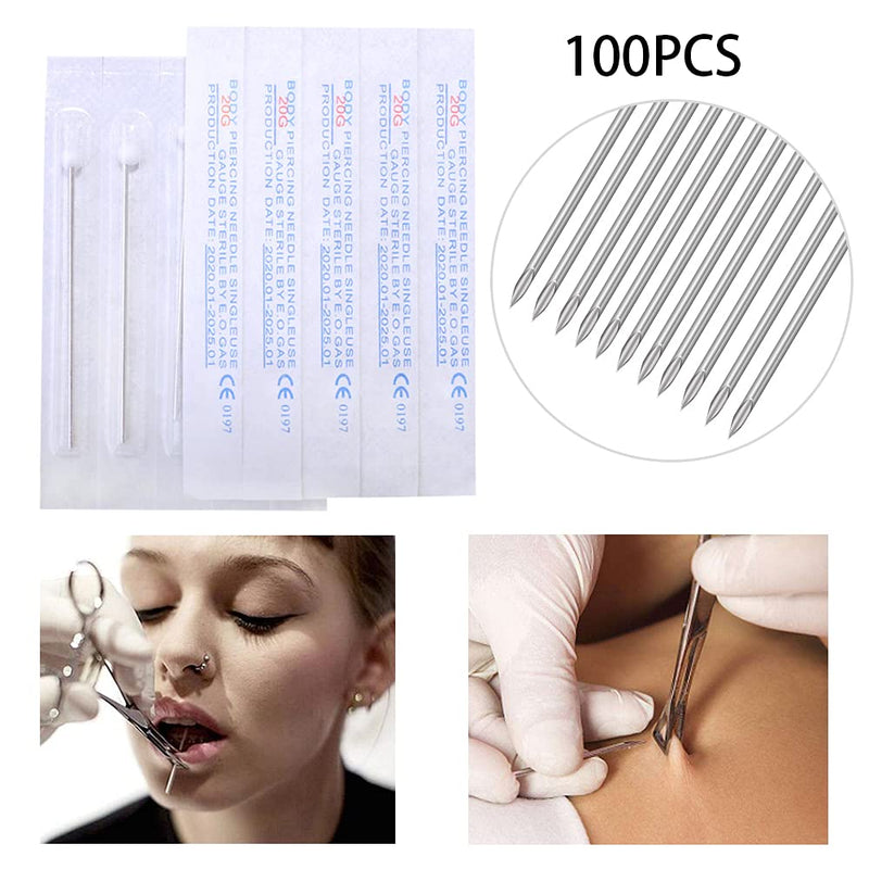 [Australia] - Piercing Needles - LQ 100Pcs 16G Body Piercing Needles Disposable Professional Piercing Needles for Body Ear Navel Nose Lip Nipple (16G 100PC) 16G 100PC 