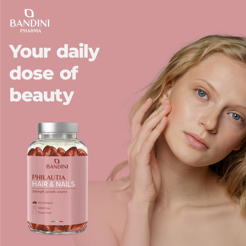 Bandini® Hair & Nails 90 Softgels – 3-Month Supply | Supplement with Omega-3, Vitamins, Minerals and Amino Acids | Fortifying for Hair and Nails, Growth and Volume | Support for Strong Hair and Nail
