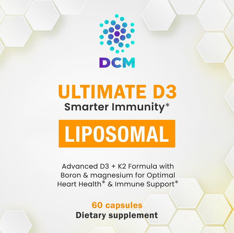 DCM Ultimate D3 Liposomal Vitamin D3 + K2 5000 IU with Boron & Magnesium - High Absorption Immune & Heart Health Support - 60 Capsules