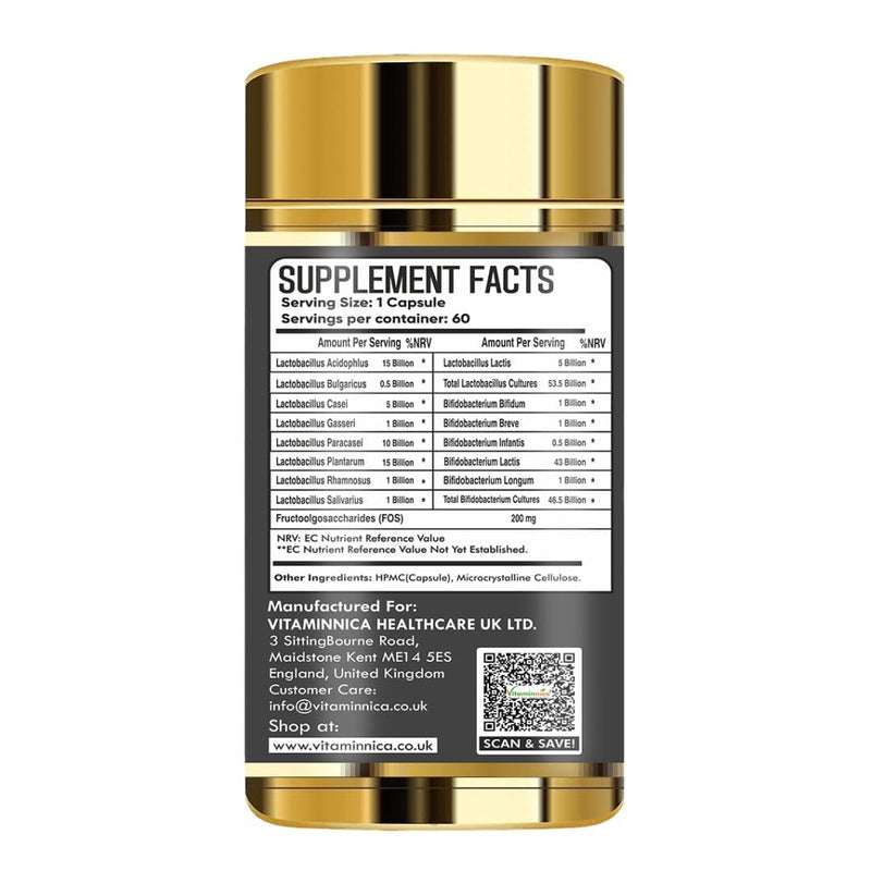 Vitaminnica Vita Ultimate Probio 100 Billion | Advanced Probiotic Blend for Gut Health, Digestive Support & Immune System Boost | 60 Capsules