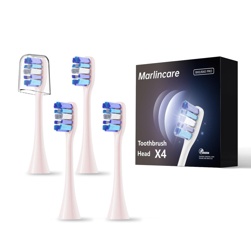 Replacement Electric Toothbrush Heads, 4 Pack for One Year of Use, Durable Brush Heads Refills, 10x Plaque Removal/Optimal Tooth Cleaning/Whitening (Pink, Medium) Pink