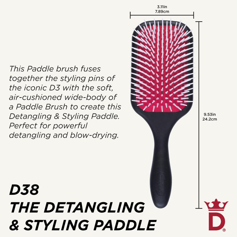 Denman Detangling & Styling Paddle Brush – Wet or Dry Hair Detangler & Styler for Curly, Coily, Straight, Thick & Long Hair – Ideal for Women & Men Black, red, white